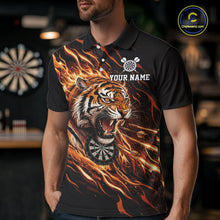Load image into Gallery viewer, Orange Flaming Tiger Funny Darts Custom Men&#39;s Dart Polo Shirts Team Dart League Jerseys NYN2076