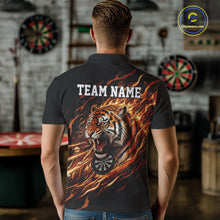 Load image into Gallery viewer, Orange Flaming Tiger Funny Darts Custom Men&#39;s Dart Polo Shirts Team Dart League Jerseys NYN2076