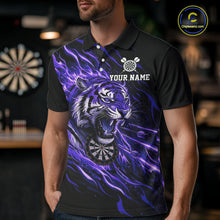 Load image into Gallery viewer, Purple Flaming Tiger Funny Darts Custom Men&#39;s Dart Polo Shirts Team Dart League Jerseys NYN2077