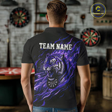 Load image into Gallery viewer, Purple Flaming Tiger Funny Darts Custom Men&#39;s Dart Polo Shirts Team Dart League Jerseys NYN2077