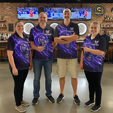 Load image into Gallery viewer, Purple Flaming Tiger Funny Darts Custom Men&#39;s Dart Polo Shirts Team Dart League Jerseys NYN2077