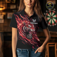 Load image into Gallery viewer, Red Flaming Tiger Funny Darts Custom Women&#39;s Dart Polo Shirts Team Dart League Jerseys NYN2078