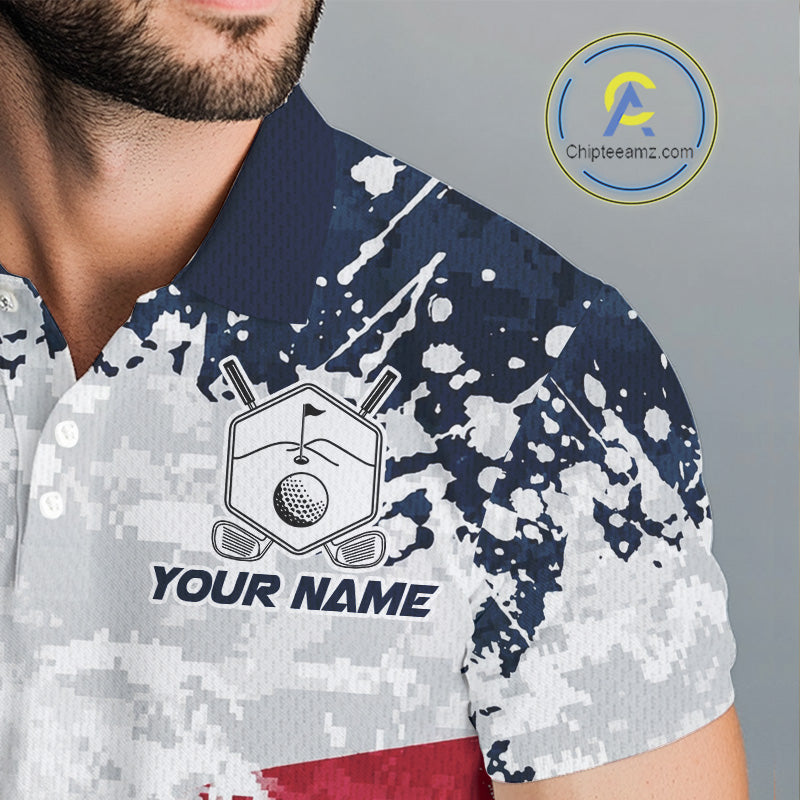 American Flag Anniversary Men Golf Polo Shirt Custom Splatter Patriotic Golf Tops NYN3385