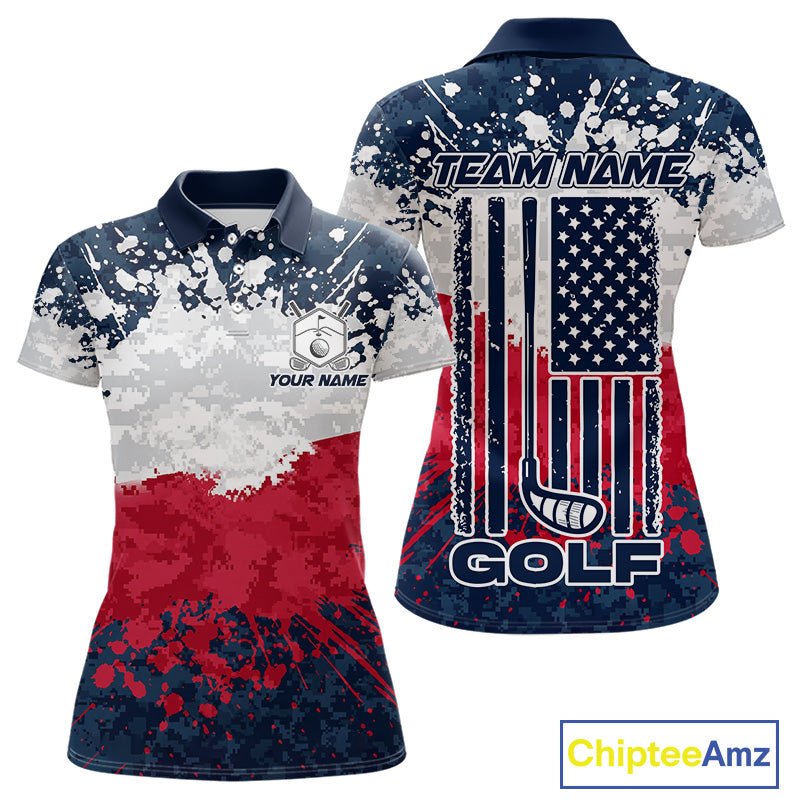 American flag splatter womens golf polo patriotic golf top