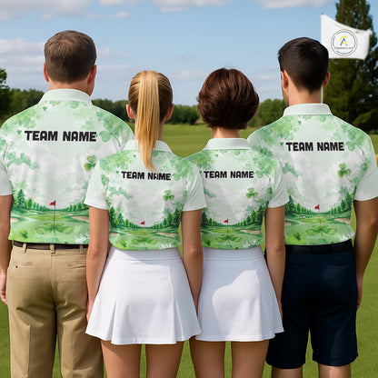 Golf Polo Shirt For Men Personalized Shamrock Clover Golf Jersey St Patrick Golf Apparel Golf Gifts NYN4333