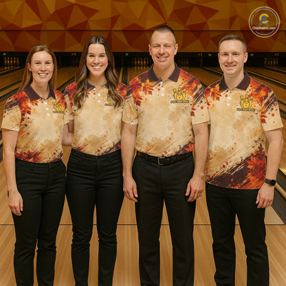 Turkey Bowling Shirt For Men, Custom Grunge Maple Leaves Funny Thanksgiving Turkey Bowler Team Gifts NYN4344