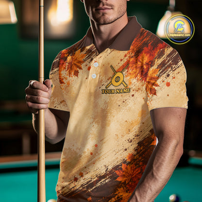 Turkey 8 Ball Funny Billiard Shirt For Men Custom Maple Leaves Thanksgiving Turkey Pool Team Shirt NYN4345