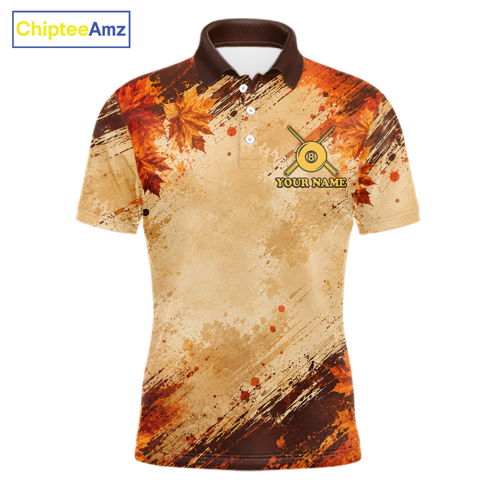 Turkey 8 Ball Funny Billiard Shirt For Men Custom Maple Leaves Thanksgiving Turkey Pool Team Shirt NYN4345