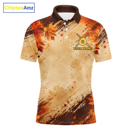 Turkey 8 Ball Funny Billiard Shirt For Men Custom Maple Leaves Thanksgiving Turkey Pool Team Shirt NYN4345