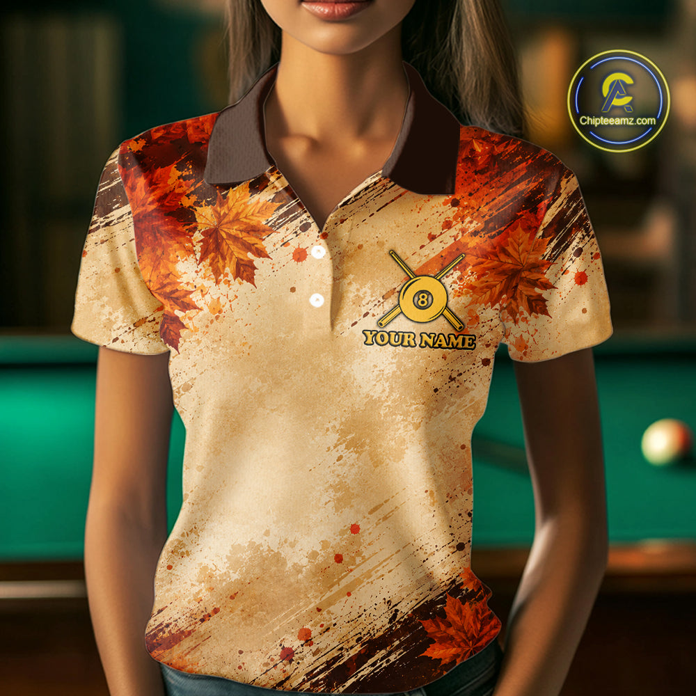Turkey 8 Ball Funny Billiard Shirt For Women Custom Maple Leaves Thanksgiving Turkey Pool Team Shirt NYN4345