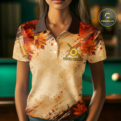Turkey 8 Ball Funny Billiard Shirt For Women Custom Maple Leaves Thanksgiving Turkey Pool Team Shirt NYN4345