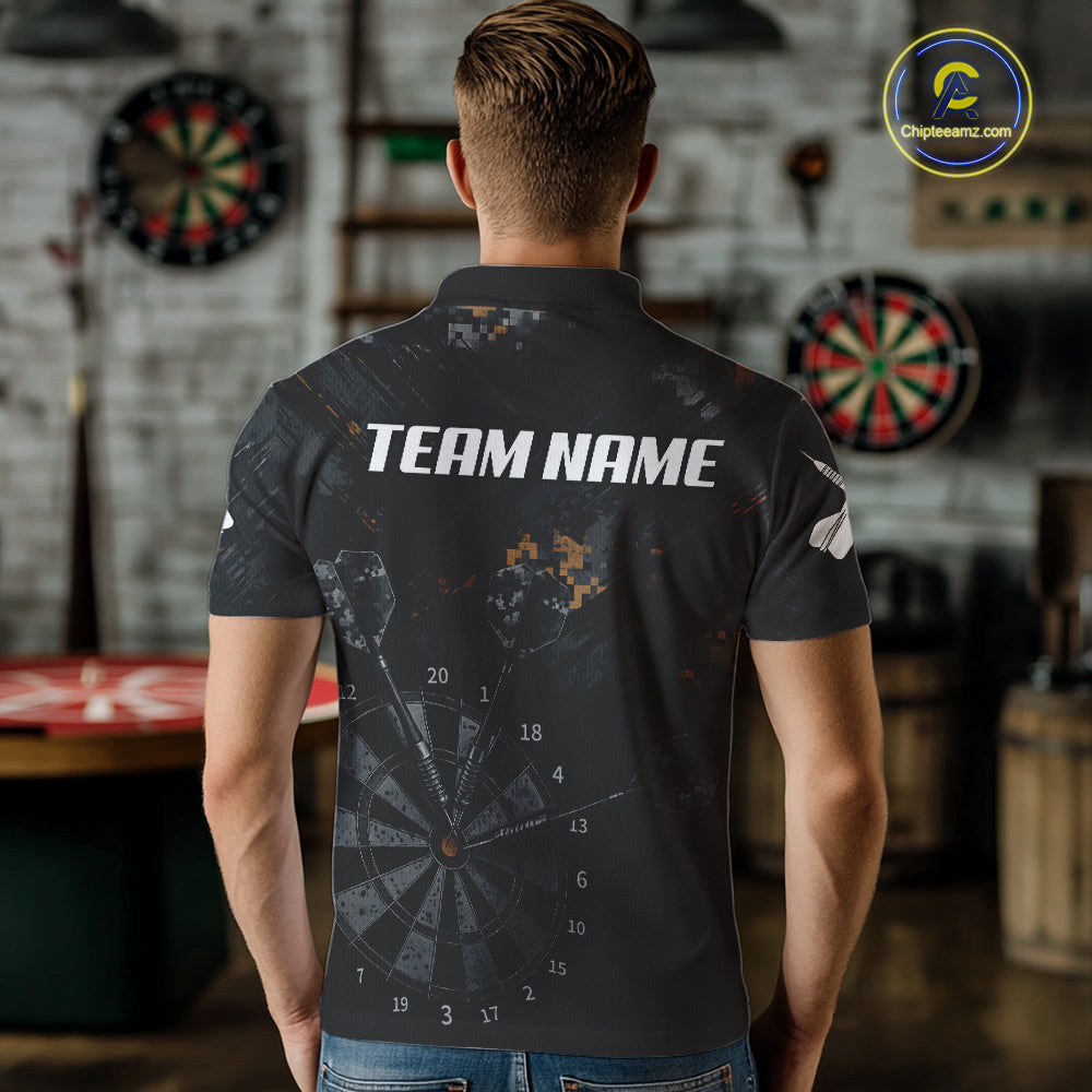 Black Grunge Digital Camouflage Darts Custom Dart Polo Shirt Men Dart Tournament Jerseys NYN2090