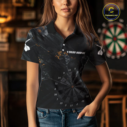 Black Grunge Digital Camouflage Darts Custom Dart Polo Shirt Women Dart Tournament Jerseys NYN2090