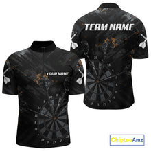 Load image into Gallery viewer, Black Grunge Digital Camouflage Darts Custom Dart Quarter-Zip Shirt Men Dart Tournament Jerseys NYN2090