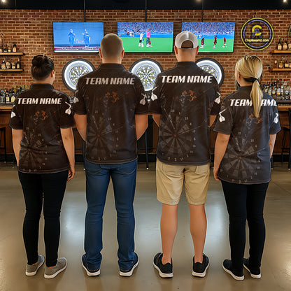 Black Grunge Digital Camouflage Darts Custom Dart Quarter-Zip Shirt Women Dart Tournament Jerseys NYN2090