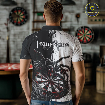 Personalized Black & Red Dripping Spider Men Dart Polo Shirts Custom Dart League Jerseys NYN2095
