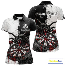 Load image into Gallery viewer, Personalized Black &amp; Red Dripping Spider Women Dart Polo Shirts Custom Dart League Jerseys NYN2095