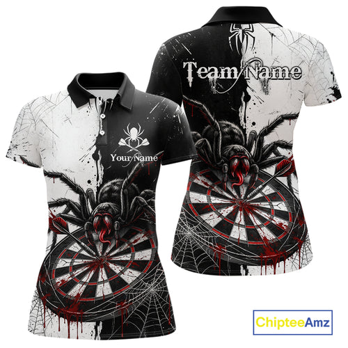 Personalized Black & Red Dripping Spider Women Dart Polo Shirts Custom Dart League Jerseys NYN2095