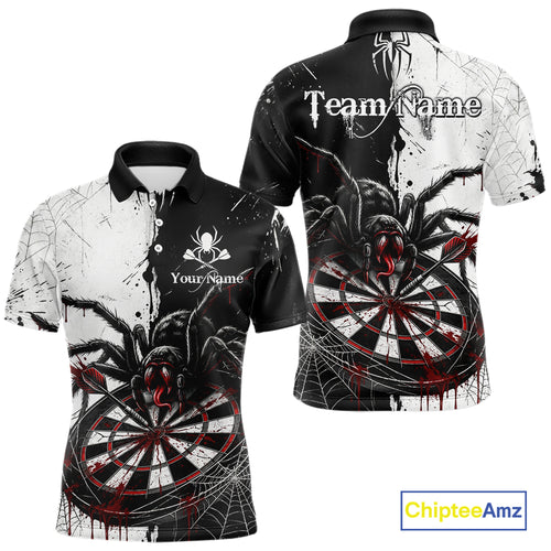 Personalized Black & Red Dripping Spider Men Dart Polo Shirts Custom Dart League Jerseys NYN2095