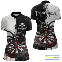 Load image into Gallery viewer, Personalized Black &amp; Red Dripping Spider Women Dart Quarter-Zip Shirts Custom Dart League Jerseys NYN2095
