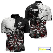 Load image into Gallery viewer, Personalized Black &amp; Red Dripping Spider Men Dart Quarter-Zip Shirts Custom Dart League Jerseys NYN2095