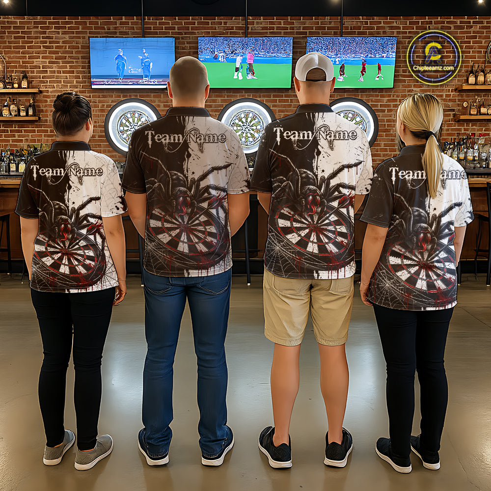 Personalized Black & Red Dripping Spider Women Dart Quarter-Zip Shirts Custom Dart League Jerseys NYN2095