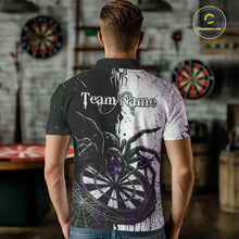 Load image into Gallery viewer, Personalized Black &amp; Purple Dripping Spider Men Dart Polo Shirts Custom Dart League Jerseys NYN2096