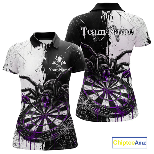 Personalized Black & Purple Dripping Spider Women Dart Polo Shirts Custom Dart League Jerseys NYN2096