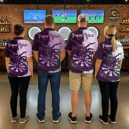 Personalized Black & Purple Dripping Spider Men Dart Polo Shirts Custom Dart League Jerseys NYN2096