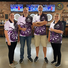 Load image into Gallery viewer, Personalized Black &amp; Purple Dripping Spider Men Dart Polo Shirts Custom Dart League Jerseys NYN2096