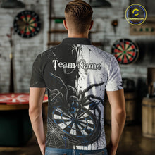 Load image into Gallery viewer, Personalized Black &amp; Blue Dripping Spider Men Dart Polo Shirts Custom Dart League Jerseys NYN2097