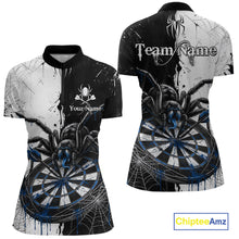 Load image into Gallery viewer, Personalized Black &amp; Blue Dripping Spider Women Dart Quarter-Zip Shirts Custom Dart League Jerseys NYN2097