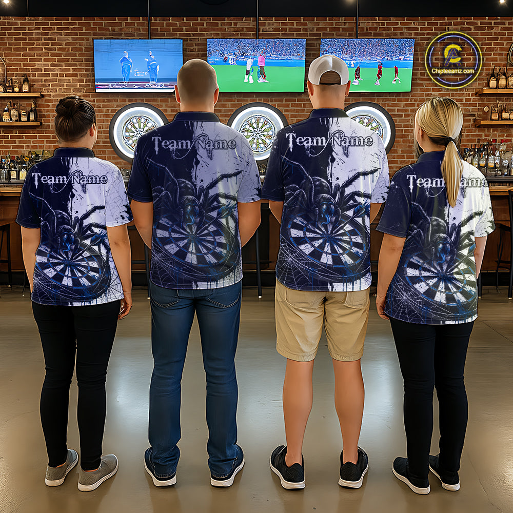 Personalized Black & Blue Dripping Spider Women Dart Quarter-Zip Shirts Custom Dart League Jerseys NYN2097