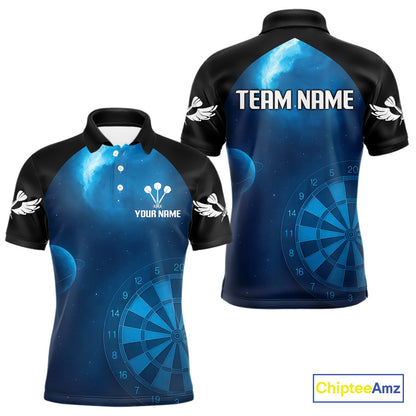 Galaxy-Themed Darts In Space Men's Darts Shirt - Custom Name For Dart Players NYN0422
