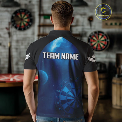Galaxy-Themed Darts In Space Men's Darts Shirt - Custom Name For Dart Players NYN0422