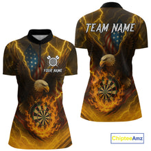Load image into Gallery viewer, Custom Yellow Lightning Flame Dartboard 1/4-Zip Darts Shirt For Women Outfit Dart Team Jersey NYN1311