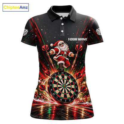 Funny Jumping Santa Claus Darts Shirt For Women Custom Name Christmas Darts Team Jersey Darts Gift NYN5099