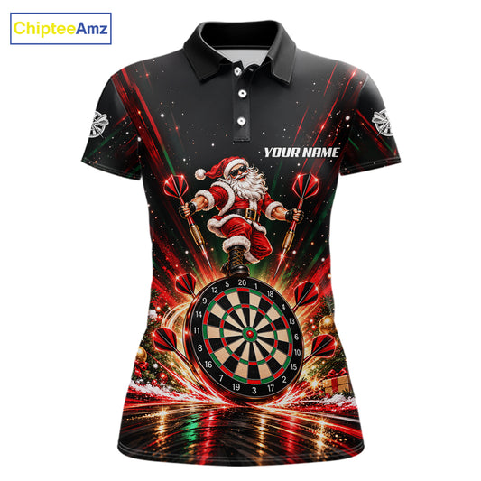 Funny Jumping Santa Claus Darts Shirt For Women Custom Name Christmas Darts Team Jersey Darts Gift NYN5099