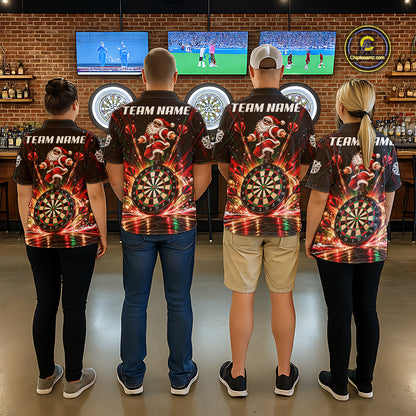 Funny Jumping Santa Claus Darts Shirt For Women Custom Name Christmas Darts Team Jersey Darts Gift NYN5099