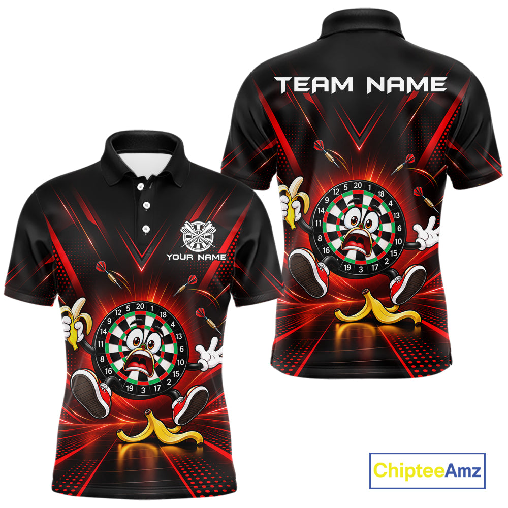 Funny Slip Banana Darts Polo 1/4-Zip For Men Personalized Funny Darts Shirt Dart Team Apparel | Red NYN5108