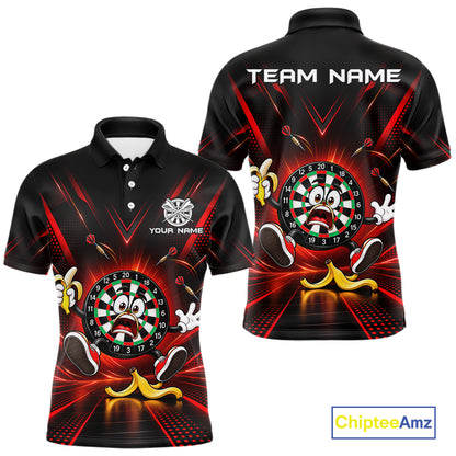 Funny Slip Banana Darts Polo 1/4-Zip For Men Personalized Funny Darts Shirt Dart Team Apparel | Red NYN5108