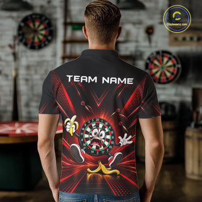 Funny Slip Banana Darts Polo 1/4-Zip For Men Personalized Funny Darts Shirt Dart Team Apparel | Red NYN5108