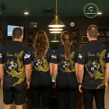 Load image into Gallery viewer, Gold 8 Ball Crown Men's Billiard Polo &amp; 1/4 Zip Shirt Custom Tribal Billiard Attire Gifts NYN2345