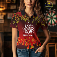 Load image into Gallery viewer, Custom Flame Pattern Red Dartboard Flame Dart Shirt For Women, Dart Jerseys NYN0228