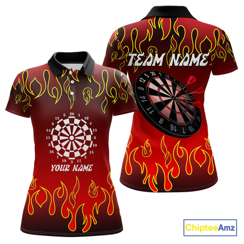 Custom Flame Pattern Red Dartboard Flame Dart Shirt For Women, Dart Jerseys NYN0228