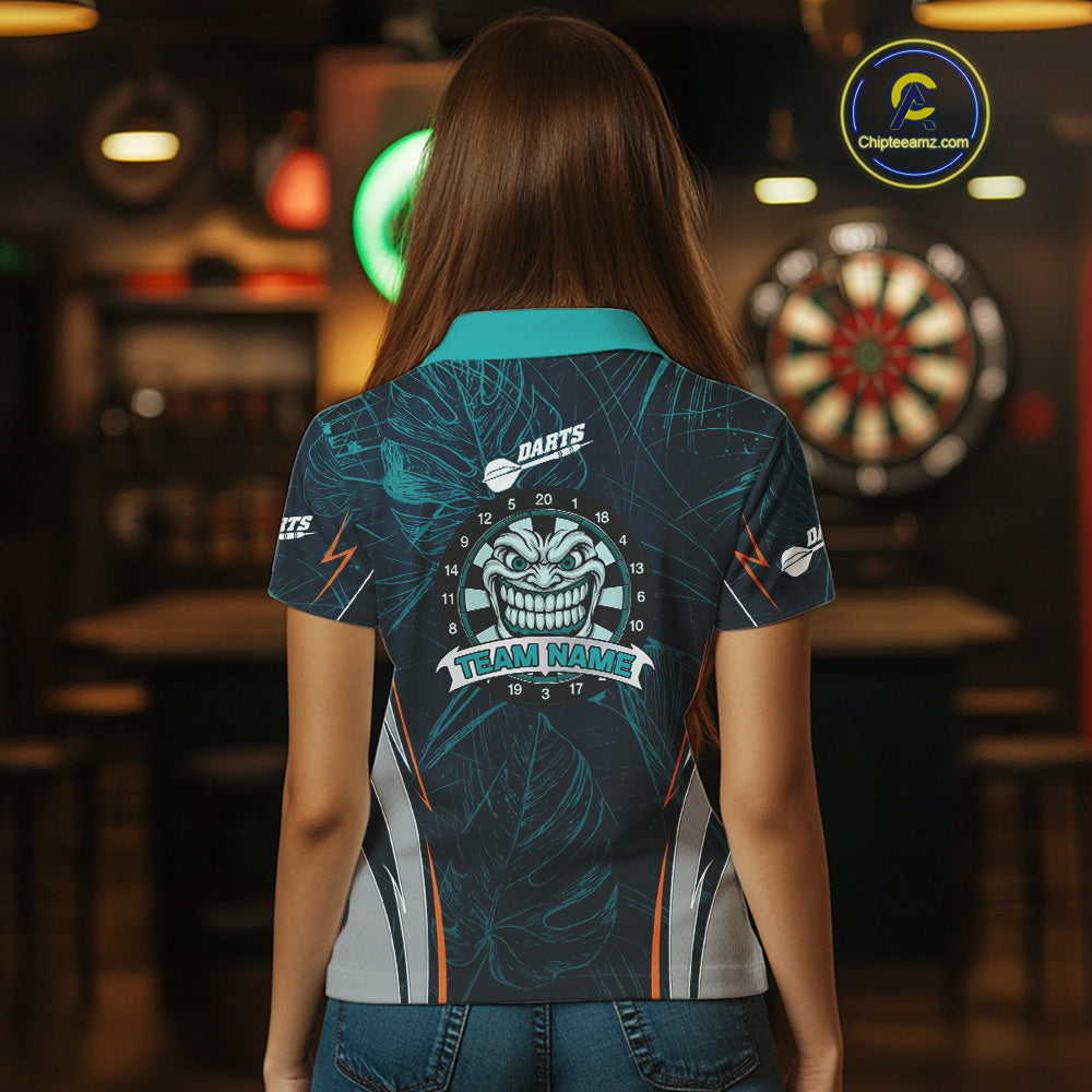 Grinning Demon Dartboard Women's Darts Shirt - Custom Tropical Team Shirt For Players NYN0433