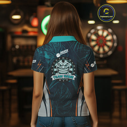 Grinning Demon Dartboard Women's Darts Shirt - Custom Tropical Team Shirt For Players NYN0433