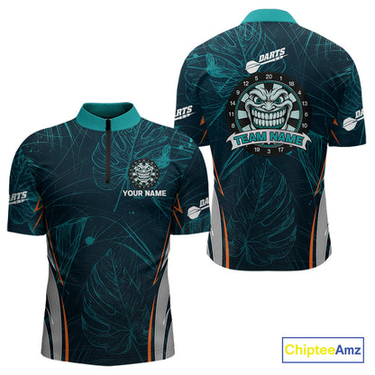 Grinning Demon Dartboard Men's Darts Shirt - Custom Tropical Team Shirt For Players NYN0433