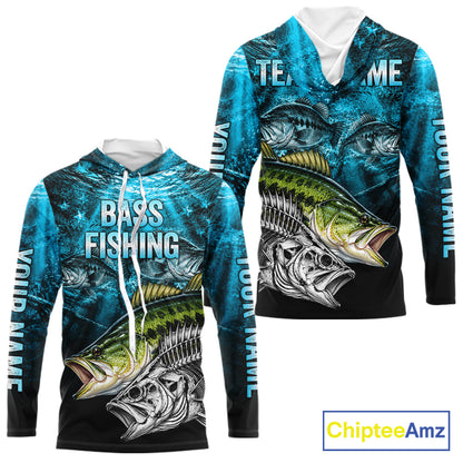 Personalized Skeleton Largemouth Bass Fishing Tournament Shirt Bass Fishing Jersey Short & Long Sleeve  NYN4717