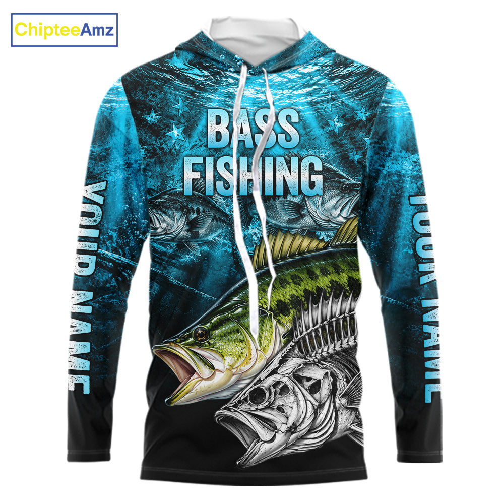 Personalized Skeleton Largemouth Bass Fishing Tournament Shirt Bass Fishing Jersey Short & Long Sleeve  NYN4717